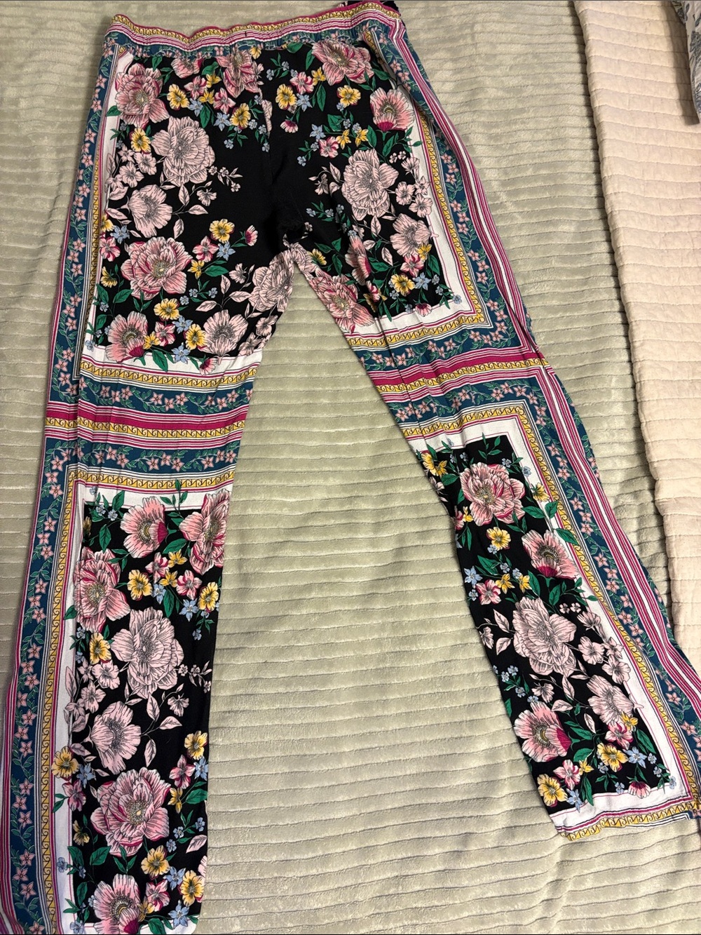 PJ Salvage Black Floral Border Print Pajama Pants - Picture 5 of 7